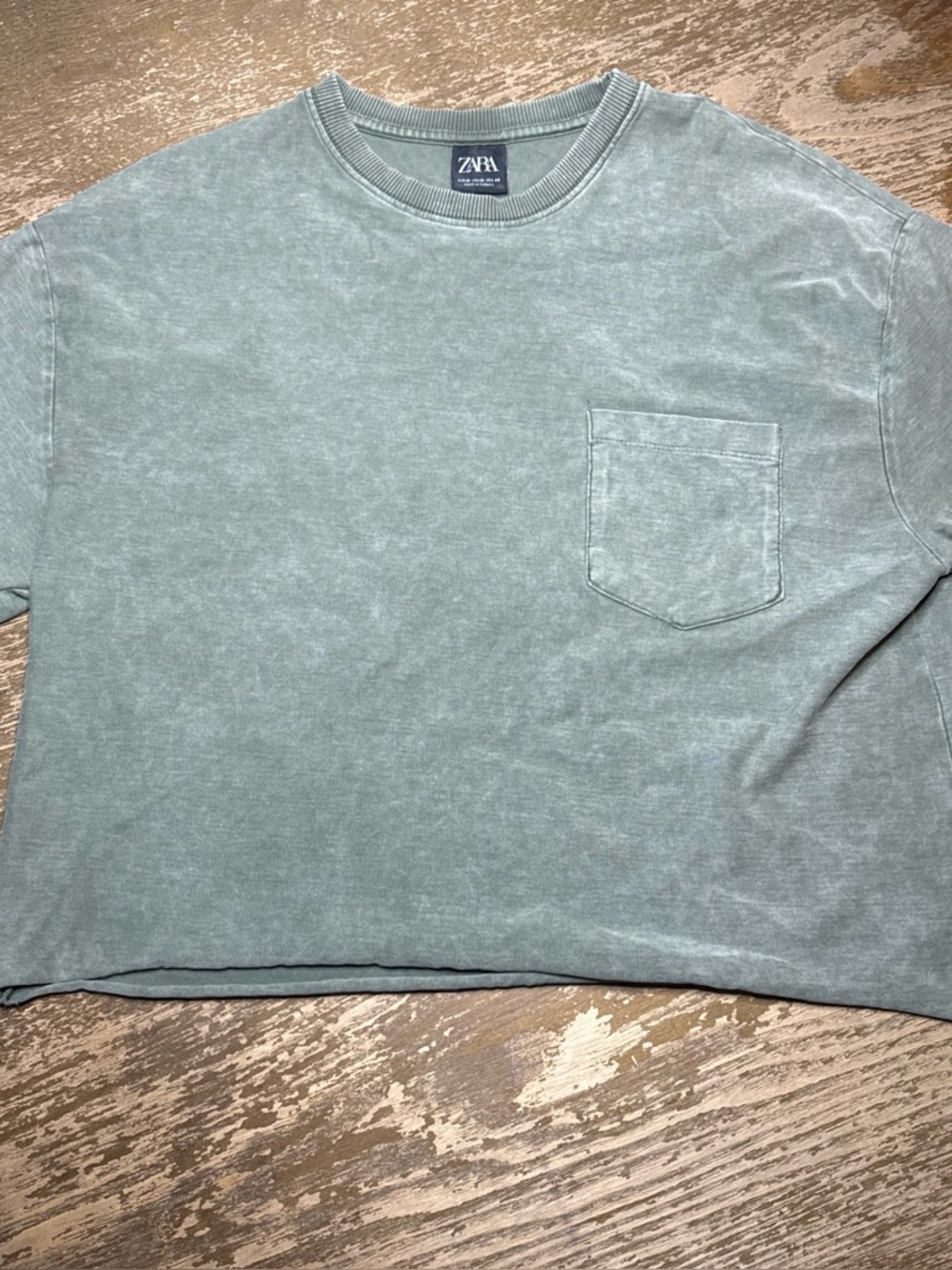 Zara Washed Olive Crewneck Tee